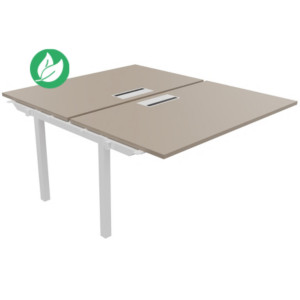 Bureau droit partagé 2 postes Burocolor avec trappe d'accès - Suivant - L.140 x P.163 cm - Plateau Argile - Pieds Blanc Bureau droit partagé 2 postes Burocolor avec trappe d'accès - Suivant - L.140 x P.163 cm - Plateau Argile - Pieds Blanc