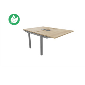 Bureau droit partagé 2 postes Burocolor avec trappe d'accès - Suivant - L.140 x P.163 cm - Plateau Chêne Nebraska - Pieds Aluminium Bureau droit partagé 2 postes Burocolor avec trappe d'accès - Suivant - L.140 x P.163 cm - Plateau Chêne Nebraska - Pieds Aluminium