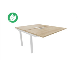 Bureau droit partagé 2 postes Burocolor avec trappe d'accès - Suivant - L.140 x P.163 cm - Plateau Chêne Nebraska - Pieds Blanc Bureau droit partagé 2 postes Burocolor avec trappe d'accès - Suivant - L.140 x P.163 cm - Plateau Chêne Nebraska - Pieds Blanc