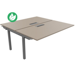 Bureau droit partagé 2 postes Burocolor avec trappe d'accès - Suivant - L.160 x P.163 cm - Plateau Argile - Pieds Aluminium Bureau droit partagé 2 postes Burocolor avec trappe d'accès - Suivant - L.160 x P.163 cm - Plateau Argile - Pieds Aluminium