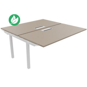 Bureau droit partagé 2 postes Burocolor avec trappe d'accès - Suivant - L.160 x P.163 cm - Plateau Argile - Pieds Blanc Bureau droit partagé 2 postes Burocolor avec trappe d'accès - Suivant - L.160 x P.163 cm - Plateau Argile - Pieds Blanc