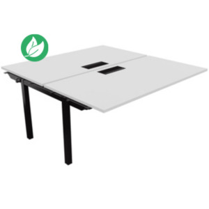 Bureau droit partagé 2 postes Burocolor avec trappe d'accès - Suivant - L.160 x P.163 cm - Plateau Blanc - Pieds Noir Bureau droit partagé 2 postes Burocolor avec trappe d'accès - Suivant - L.160 x P.163 cm - Plateau Blanc - Pieds Noir