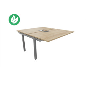 Bureau droit partagé 2 postes Burocolor avec trappe d'accès - Suivant - L.160 x P.163 cm - Plateau Chêne Nebraska - Pieds Aluminium Bureau droit partagé 2 postes Burocolor avec trappe d'accès - Suivant - L.160 x P.163 cm - Plateau Chêne Nebraska - Pieds Aluminium