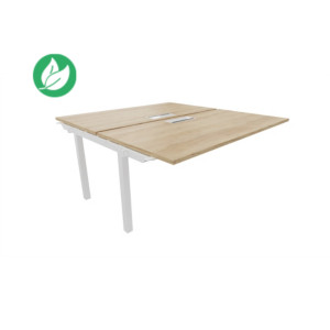 Bureau droit partagé 2 postes Burocolor avec trappe d'accès - Suivant - L.160 x P.163 cm - Plateau Chêne Nebraska - Pieds Blanc Bureau droit partagé 2 postes Burocolor avec trappe d'accès - Suivant - L.160 x P.163 cm - Plateau Chêne Nebraska - Pieds Blanc