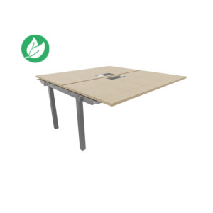 Bureau droit partagé 2 postes Burocolor avec trappe d'accès - Suivant - L.160 x P.163 cm - Plateau Chêne - Pieds Aluminium Bureau droit partagé 2 postes Burocolor avec trappe d'accès - Suivant - L.160 x P.163 cm - Plateau Chêne - Pieds Aluminium