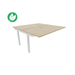 Bureau droit partagé 2 postes Burocolor avec trappe d'accès - Suivant - L.160 x P.163 cm - Plateau Chêne - Pieds Blanc Bureau droit partagé 2 postes Burocolor avec trappe d'accès - Suivant - L.160 x P.163 cm - Plateau Chêne - Pieds Blanc