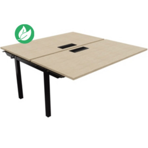Bureau droit partagé 2 postes Burocolor avec trappe d'accès - Suivant - L.160 x P.163 cm - Plateau Chêne - Pieds Noir Bureau droit partagé 2 postes Burocolor avec trappe d'accès - Suivant - L.160 x P.163 cm - Plateau Chêne - Pieds Noir