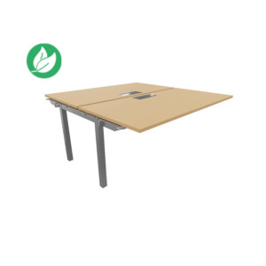 Bureau droit partagé 2 postes Burocolor avec trappe d'accès - Suivant - L.160 x P.163 cm - Plateau Hêtre - Pieds Aluminium Bureau droit partagé 2 postes Burocolor avec trappe d'accès - Suivant - L.160 x P.163 cm - Plateau Hêtre - Pieds Aluminium