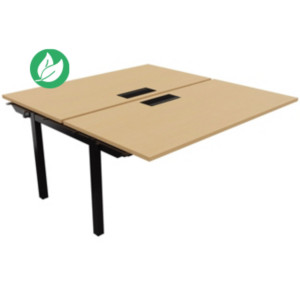 Bureau droit partagé 2 postes Burocolor avec trappe d'accès - Suivant - L.160 x P.163 cm - Plateau Hêtre - Pieds Noir Bureau droit partagé 2 postes Burocolor avec trappe d'accès - Suivant - L.160 x P.163 cm - Plateau Hêtre - Pieds Noir