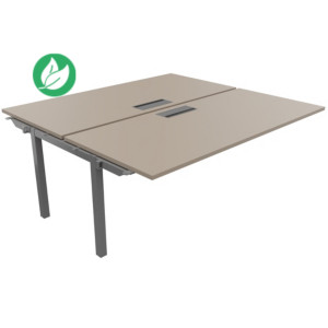 Bureau droit partagé 2 postes Burocolor avec trappe d'accès - Suivant - L.180 x P.163 cm - Plateau Argile - Pieds Aluminium Bureau droit partagé 2 postes Burocolor avec trappe d'accès - Suivant - L.180 x P.163 cm - Plateau Argile - Pieds Aluminium