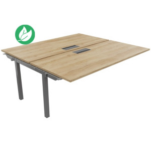Bureau droit partagé 2 postes Burocolor avec trappe d'accès - Suivant - L.180 x P.163 cm - Plateau Chêne Nebraska - Pieds Aluminium Bureau droit partagé 2 postes Burocolor avec trappe d'accès - Suivant - L.180 x P.163 cm - Plateau Chêne Nebraska - Pieds Aluminium