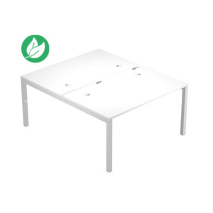 Bureau droit partagé 2 postes Eminence - L.140 x P.165 cm - Plateau Blanc - Pieds Aluminium Bureau droit partagé 2 postes Eminence - L.140 x P.165 cm - Plateau Blanc - Pieds Aluminium