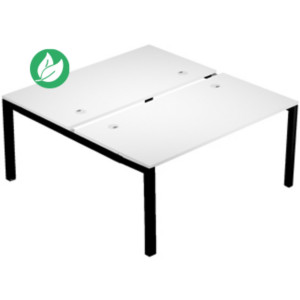 Bureau droit partagé 2 postes Eminence - L.140 x P.165 cm - Plateau Blanc - Pieds Noir Bureau droit partagé 2 postes Eminence - L.140 x P.165 cm - Plateau Blanc - Pieds Noir