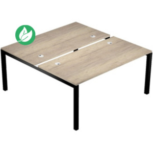 Bureau droit partagé 2 postes Eminence - L.140 x P.165 cm - Plateau Chêne canadien - Pieds Noir Bureau droit partagé 2 postes Eminence - L.140 x P.165 cm - Plateau Chêne canadien - Pieds Noir