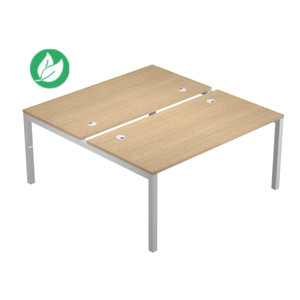 Bureau droit partagé 2 postes Eminence - L.140 x P.165 cm - Plateau Chêne - Pieds Aluminium Bureau droit partagé 2 postes Eminence - L.140 x P.165 cm - Plateau Chêne - Pieds Aluminium