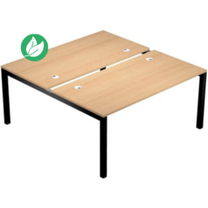 Bureau droit partagé 2 postes Eminence - L.140 x P.165 cm - Plateau Chêne - Pieds Noir Bureau droit partagé 2 postes Eminence - L.140 x P.165 cm - Plateau Chêne - Pieds Noir