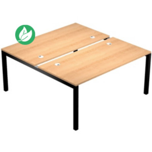 Bureau droit partagé 2 postes Eminence - L.140 x P.165 cm - Plateau Hêtre - Pieds Noir Bureau droit partagé 2 postes Eminence - L.140 x P.165 cm - Plateau Hêtre - Pieds Noir