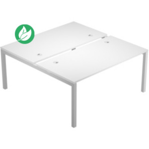 Bureau droit partagé 2 postes Eminence - L.160 x P.165 cm - Plateau Blanc - Pieds Aluminium Bureau droit partagé 2 postes Eminence - L.160 x P.165 cm - Plateau Blanc - Pieds Aluminium
