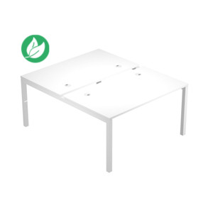 Bureau droit partagé 2 postes Eminence - L.160 x P.165 cm - Plateau Blanc - Pieds Blanc Bureau droit partagé 2 postes Eminence - L.160 x P.165 cm - Plateau Blanc - Pieds Blanc
