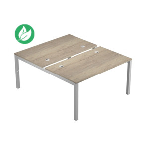 Bureau droit partagé 2 postes Eminence - L.160 x P.165 cm - Plateau Chêne canadien- Pieds Aluminium Bureau droit partagé 2 postes Eminence - L.160 x P.165 cm - Plateau Chêne canadien- Pieds Aluminium