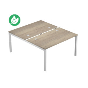 Bureau droit partagé 2 postes Eminence - L.160 x P.165 cm - Plateau Chêne canadien - Pieds Blanc Bureau droit partagé 2 postes Eminence - L.160 x P.165 cm - Plateau Chêne canadien - Pieds Blanc