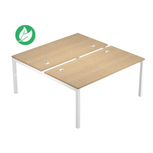 Bureau droit partagé 2 postes Eminence - L.160 x P.165 cm - Plateau Chêne - Pieds Blanc Bureau droit partagé 2 postes Eminence - L.160 x P.165 cm - Plateau Chêne - Pieds Blanc