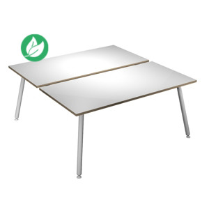 Bureau droit partagé 2 postes Halden - L.120 x P.166 cm - Plateau Blanc - Pieds métal Blanc Bureau droit partagé 2 postes Halden - L.120 x P.166 cm - Plateau Blanc - Pieds métal Blanc