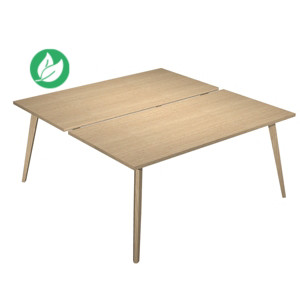 Bureau droit partagé 2 postes Halden - L.160 x P.166 cm - Plateau Chêne - Pieds bois Chêne Bureau droit partagé 2 postes Halden - L.160 x P.166 cm - Plateau Chêne - Pieds bois Chêne