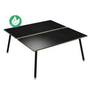 Bureau droit partagé 2 postes Halden - L.160 x P.166 cm - Plateau Noir - Pieds métal Noir Bureau droit partagé 2 postes Halden - L.160 x P.166 cm - Plateau Noir - Pieds métal Noir