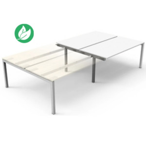 Bureau droit partagé Eminence - Module suivant - L.140 x P.165 cm - Plateau Blanc - Pieds Aluminium Bureau droit partagé Eminence - Module suivant - L.140 x P.165 cm - Plateau Blanc - Pieds Aluminium