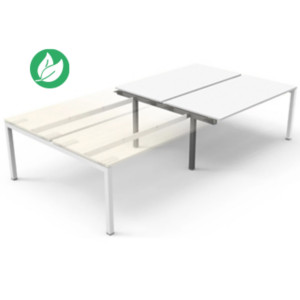 Bureau droit partagé Eminence - Module suivant - L.140 x P.165 cm - Plateau Blanc - Pieds Blanc Bureau droit partagé Eminence - Module suivant - L.140 x P.165 cm - Plateau Blanc - Pieds Blanc