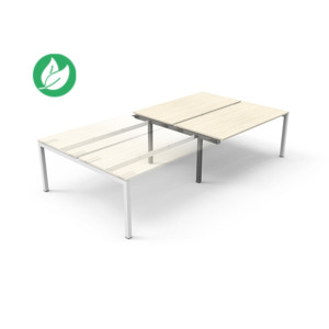 Bureau droit partagé Eminence - Module suivant - L.140 x P.165 cm - Plateau Chêne - Pieds Aluminium Bureau droit partagé Eminence - Module suivant - L.140 x P.165 cm - Plateau Chêne - Pieds Aluminium