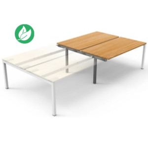 Bureau droit partagé Eminence - Module suivant - L.140 x P.165 cm - Plateau Hêtre - Pieds Blanc Bureau droit partagé Eminence - Module suivant - L.140 x P.165 cm - Plateau Hêtre - Pieds Blanc