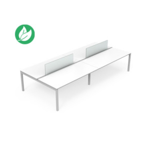 Bureau droit partagé Eminence - Module suivant - L.160 x P.165 cm - Plateau Blanc - Pieds Aluminium Bureau droit partagé Eminence - Module suivant - L.160 x P.165 cm - Plateau Blanc - Pieds Aluminium