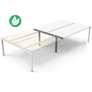 Bureau droit partagé Eminence - Module suivant - L.160 x P.165 cm - Plateau Blanc - Pieds Blanc Bureau droit partagé Eminence - Module suivant - L.160 x P.165 cm - Plateau Blanc - Pieds Blanc