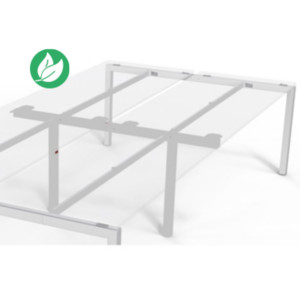 Bureau droit partagé Eminence - Module suivant - L.160 x P.165 cm - Plateau Hêtre - Pieds Aluminium Bureau droit partagé Eminence - Module suivant - L.160 x P.165 cm - Plateau Hêtre - Pieds Aluminium