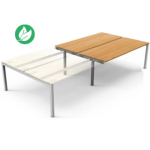 Bureau droit partagé Eminence - Module suivant - L.160 x P.165 cm - Plateau Hêtre - Pieds Aluminium Bureau droit partagé Eminence - Module suivant - L.160 x P.165 cm - Plateau Hêtre - Pieds Aluminium