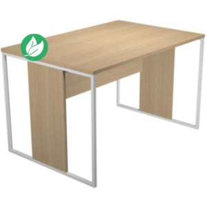 Bureau droit Presto 120 x 80 cm - Plateau Chêne - Pieds Blanc Bureau droit Presto 120 x 80 cm - Plateau Chêne - Pieds Blanc