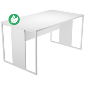 Bureau droit Presto 140 x 80 cm - Plateau Blanc - Pieds Blanc Bureau droit Presto 140 x 80 cm - Plateau Blanc - Pieds Blanc