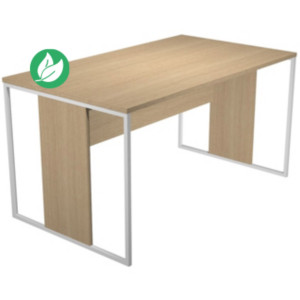 Bureau droit Presto 140 x 80 cm - Plateau Chêne - Pieds Blanc Bureau droit Presto 140 x 80 cm - Plateau Chêne - Pieds Blanc