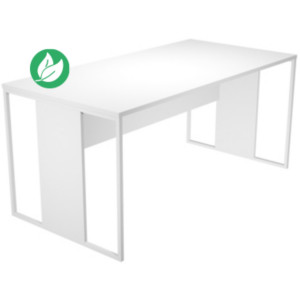 Bureau droit Presto 160 x 80 cm - Plateau Blanc - Pieds Blanc Bureau droit Presto 160 x 80 cm - Plateau Blanc - Pieds Blanc