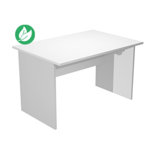 Bureau droit Pronto Bois - L.120 x P.80 cm - Plateau Blanc - Pieds panneaux Aluminium Bureau droit Pronto Bois - L.120 x P.80 cm - Plateau Blanc - Pieds panneaux Aluminium