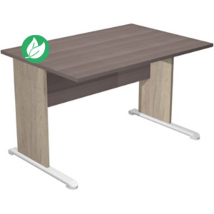 Bureau droit Pronto Bois - L.120 x P.80 cm - Plateau Cendre - Pieds L Chêne Canadien Bureau droit Pronto Bois - L.120 x P.80 cm - Plateau Cendre - Pieds L Chêne Canadien