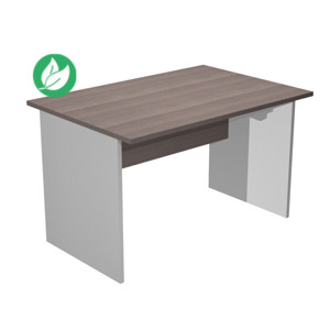Bureau droit Pronto Bois - L.120 x P.80 cm - Plateau Cendre - Pieds panneaux Aluminium Bureau droit Pronto Bois - L.120 x P.80 cm - Plateau Cendre - Pieds panneaux Aluminium