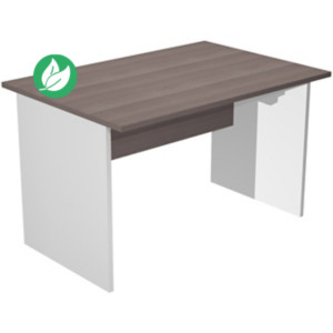 Bureau droit Pronto Bois - L.120 x P.80 cm - Plateau Cendre - Pieds panneaux Blanc Bureau droit Pronto Bois - L.120 x P.80 cm - Plateau Cendre - Pieds panneaux Blanc
