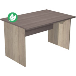 Bureau droit Pronto Bois - L.120 x P.80 cm - Plateau Cendre - Pieds panneaux Chêne Canadien Bureau droit Pronto Bois - L.120 x P.80 cm - Plateau Cendre - Pieds panneaux Chêne Canadien