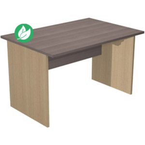 Bureau droit Pronto Bois - L.120 x P.80 cm - Plateau Cendre - Pieds panneaux Chêne Bureau droit Pronto Bois - L.120 x P.80 cm - Plateau Cendre - Pieds panneaux Chêne
