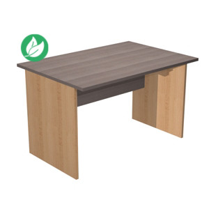 Bureau droit Pronto Bois - L.120 x P.80 cm - Plateau Cendre - Pieds panneaux Hêtre Bureau droit Pronto Bois - L.120 x P.80 cm - Plateau Cendre - Pieds panneaux Hêtre