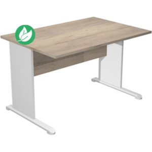 Bureau droit Pronto Bois - L.120 x P.80 cm - Plateau Chêne Canadien - Pieds L Blanc Bureau droit Pronto Bois - L.120 x P.80 cm - Plateau Chêne Canadien - Pieds L Blanc