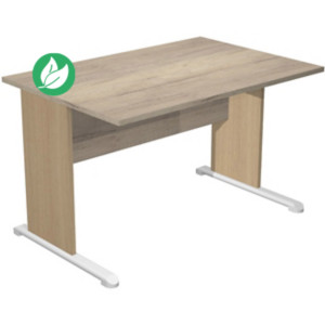 Bureau droit Pronto Bois - L.120 x P.80 cm - Plateau Chêne Canadien - Pieds L Chêne Bureau droit Pronto Bois - L.120 x P.80 cm - Plateau Chêne Canadien - Pieds L Chêne